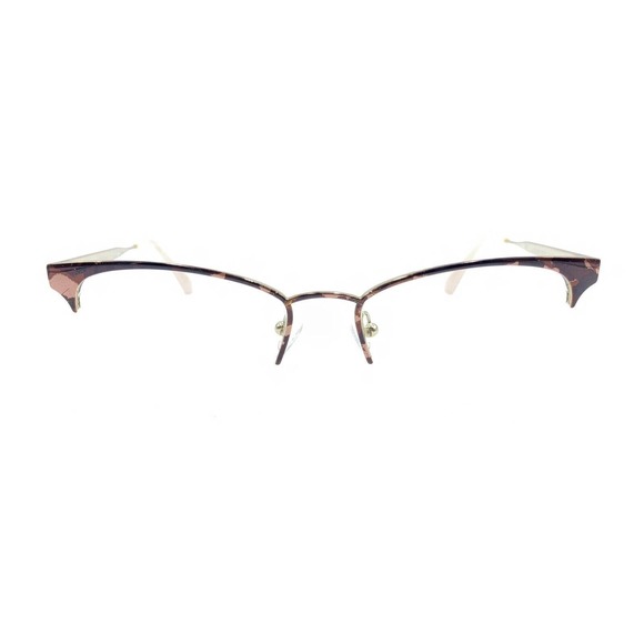Prada VPR 65Q ROJ-1O1 Brown Gold Half Rim Eyeglasses Frames 51-17 140 Italy - Picture 6 of 12